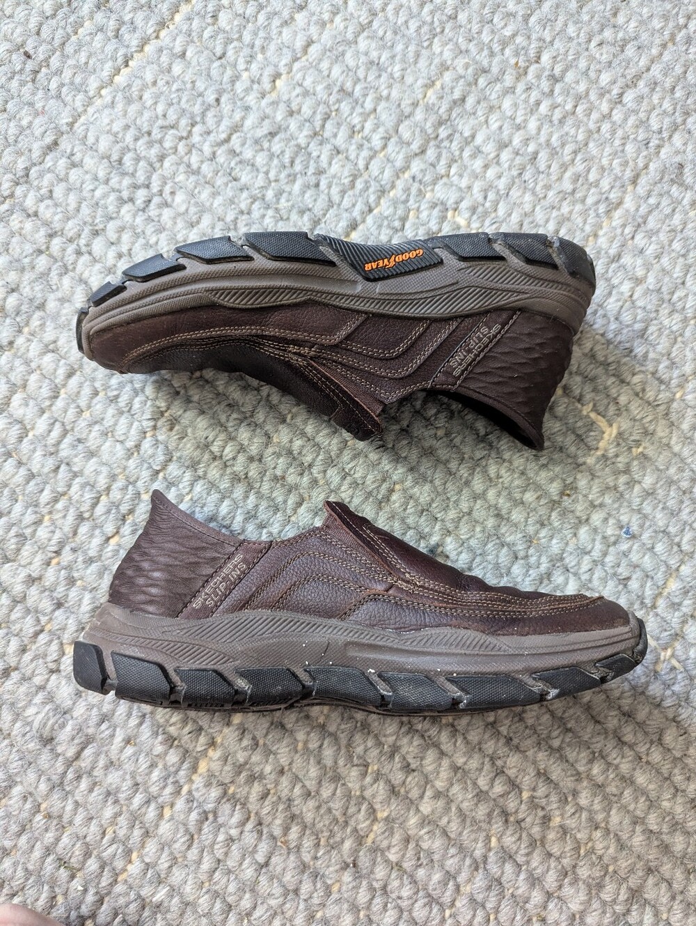 Skechers Men's Brown Slip-On Casual Leather Loafers Sz9